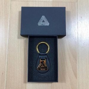 Palace Tri Ferg Gold & Leather Keychain